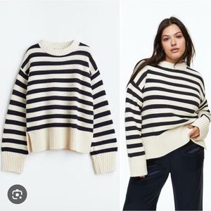 HM NWT Navy and Cream striped sweater - Size M